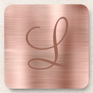 Chic Roos Gold Brushed Metal Monogram Initiaal Bier Onderzetter