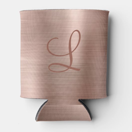 Chic Roos Gold Brushed Metal Monogram Initiaal Blikjeskoeler (Voorkant)