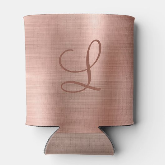 Chic Roos Gold Brushed Metal Monogram Initiaal Blikjeskoeler (Achterkant)