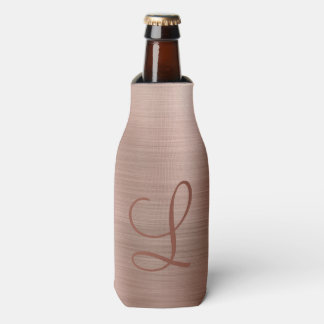 Chic Roos Gold Brushed Metal Monogram Initiaal Flesjeskoeler