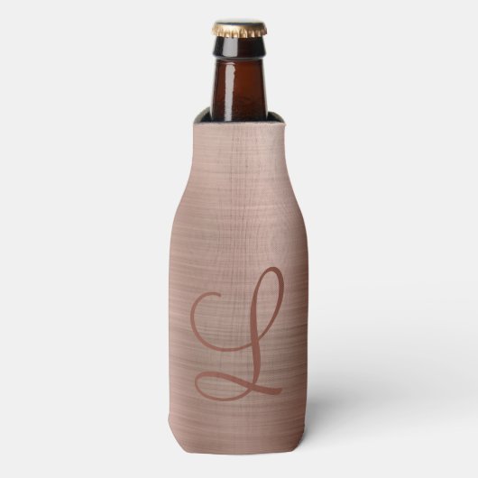 Chic Roos Gold Brushed Metal Monogram Initiaal Flesjeskoeler (Fles Voorkant)