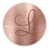 Chic Roos Gold Brushed Metal Monogram Initiaal Keramische Knop (Voorkant)