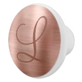 Chic Roos Gold Brushed Metal Monogram Initiaal Keramische Knop (Rechts)