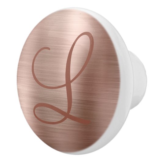 Chic Roos Gold Brushed Metal Monogram Initiaal Keramische Knop (Rechts)