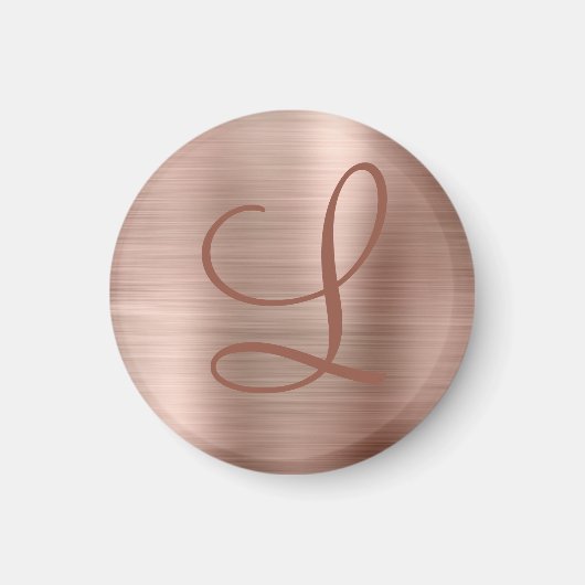 Chic Roos Gold Brushed Metal Monogram Initiaal Magneet (Voorkant)