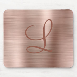 Chic Roos Gold Brushed Metal Monogram Initiaal Muismat