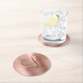 Chic Roos Gold Brushed Metal Monogram Initiaal Ronde Kartonnen Onderzetter (Insitu)