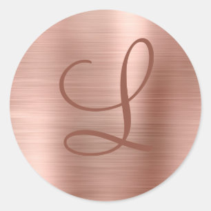 Chic Roos Gold Brushed Metal Monogram Initiaal Ronde Sticker