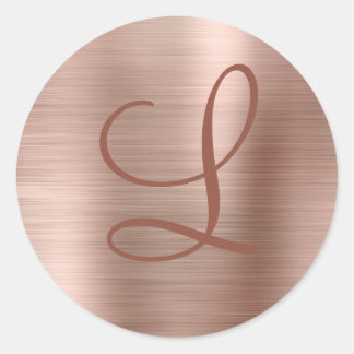 Chic Roos Gold Brushed Metal Monogram Initiaal Ronde Sticker
