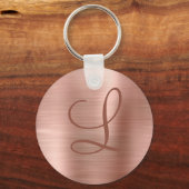 Chic Roos Gold Brushed Metal Monogram Initiaal Sleutelhanger (Voorkant)