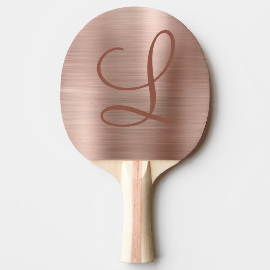 Chic Roos Gold Brushed Metal Monogram Initiaal Tafeltennisbatje (Voorkant)