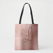 Chic Roos Gold Brushed Metal Monogram Initiaal Tote Bag (Voorkant)