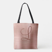 Chic Roos Gold Brushed Metal Monogram Initiaal Tote Bag (Achterkant)