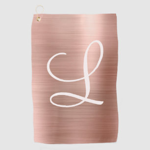 Chic Roos Gold Brushed Metal Pink Monogram Golfhanddoek