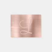 Chic Roos Gold Brushed Metallic Monogram script Post-it® Notes (Voorkant)