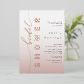 Chic Roos Gold Calligrafie Vrijgezellenfeest Folie Uitnodiging (Staand Voorkant)