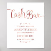 Chic Roos Gold CASH BAR QUOTE Sign Print (Voorkant)