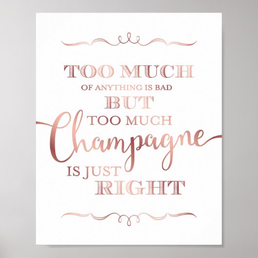 Chic Roos Gold CHAMPAGNE QUOTE Sign Print (Voorkant)