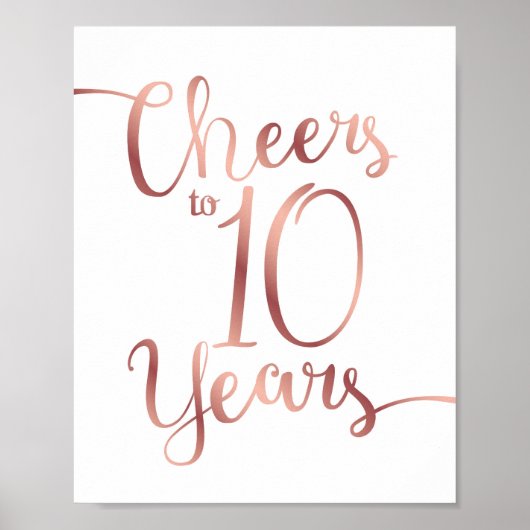 Chic Roos Gold CHEERS TOT 10 JAAR Ondertekening Af Poster (Voorkant)