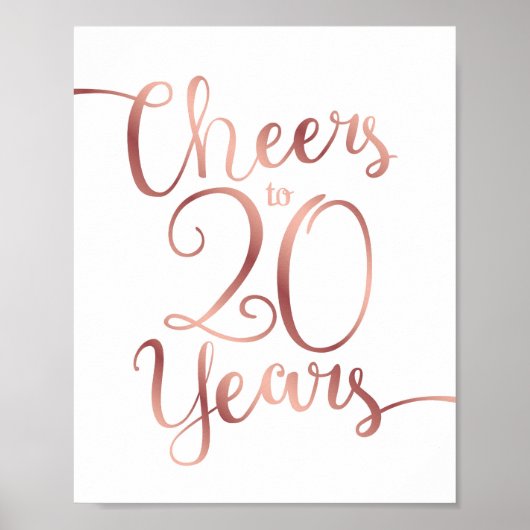 Chic Roos Gold CHEERS TOT 20 JAAR Sign Print (Voorkant)