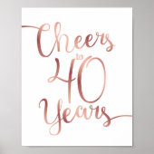 Chic Roos Gold CHEERS TOT 40 JAAR Sign Print (Voorkant)