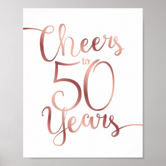 Chic Roos Gold CHEERS TOT 50 JAAR Sign Print (Voorkant)