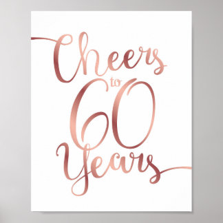 Chic Roos Gold CHEERS TOT 60 JAAR Sign Print