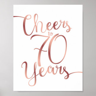 Chic Roos Gold CHEERS TOT 70 JAAR Sign Print