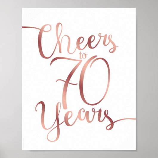 Chic Roos Gold CHEERS TOT 70 JAAR Sign Print (Voorkant)