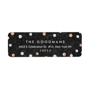 Chic Roos Gold Confetti Stippen Return Address Lab Etiket