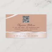 Chic Roos Gold Coral Curved Decor Lines QR-code Visitekaartje (Achterkant)