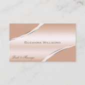 Chic Roos Gold Coral Curved Decor Lines Shimmering Visitekaartje (Voorkant)