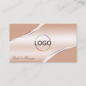 Chic Roos Gold Coral Curved Lines Logo en QR-code Visitekaartje (Voorkant)