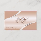 Chic Roos Gold Coral Curved Lines Monogram Foto Visitekaartje (Voorkant)