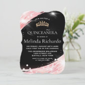 Chic Roos Gold Crown Quinceanera Party Kaart (Staand voorkant)