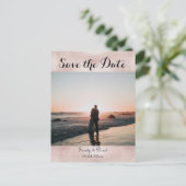 Chic Roos Gold Custom Photo Save the Date Weduwing Briefkaart (Staand voorkant)