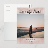 Chic Roos Gold Custom Photo Save the Date Weduwing Briefkaart (Voorkant / Achterkant)