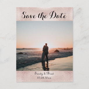 Chic Roos Gold Custom Photo Save the Date Weduwing Briefkaart