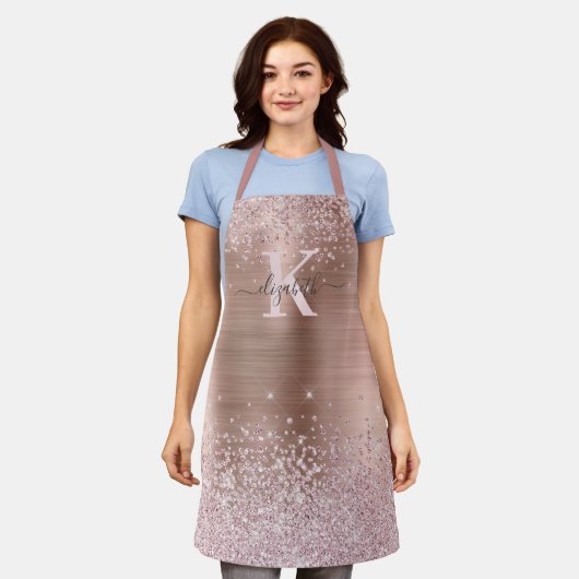 Chic Roos Gold Diamond Glitter Monogrammed Schort (Gedragen)