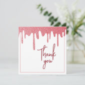 Chic Roos Gold Drip Glitter Sweet 16 Birthday Bedankkaart (Staand voorkant)