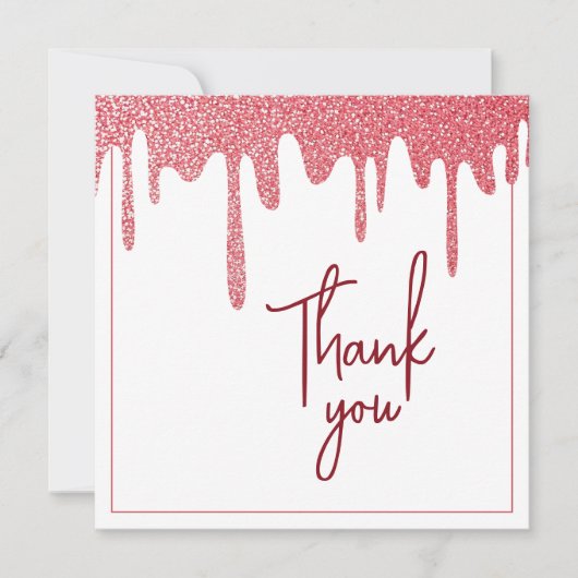 Chic Roos Gold Drip Glitter Sweet 16 Birthday Bedankkaart (Voorkant)