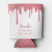 Chic Roos Gold Drip Glitter Sweet 16 Birthday Blikjeskoeler (Voorkant)