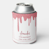 Chic Roos Gold Drip Glitter Sweet 16 Birthday Blikjeskoeler (Blikje Achterkant)