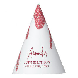 Chic Roos Gold Drip Glitter Sweet 16 Birthday Feesthoedjes