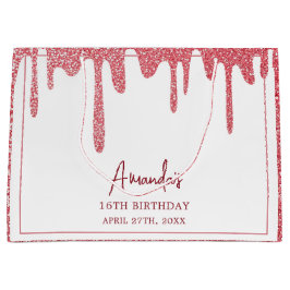 Chic Roos Gold Drip Glitter Sweet 16 Birthday Groot Cadeauzakje