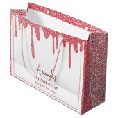 Chic Roos Gold Drip Glitter Sweet 16 Birthday Groot Cadeauzakje (Voorkant Gekanteld)