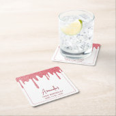 Chic Roos Gold Drip Glitter Sweet 16 Birthday Kartonnen Onderzetters (Insitu)