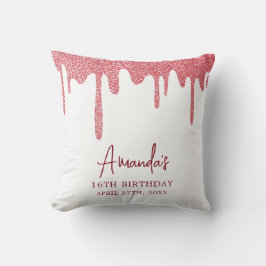 Chic Roos Gold Drip Glitter Sweet 16 Birthday Kussen