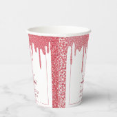 Chic Roos Gold Drip Glitter Sweet 16 Birthday Papieren Bekers (Rechts)