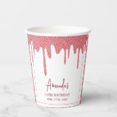 Chic Roos Gold Drip Glitter Sweet 16 Birthday Papieren Bekers (Voorkant)
